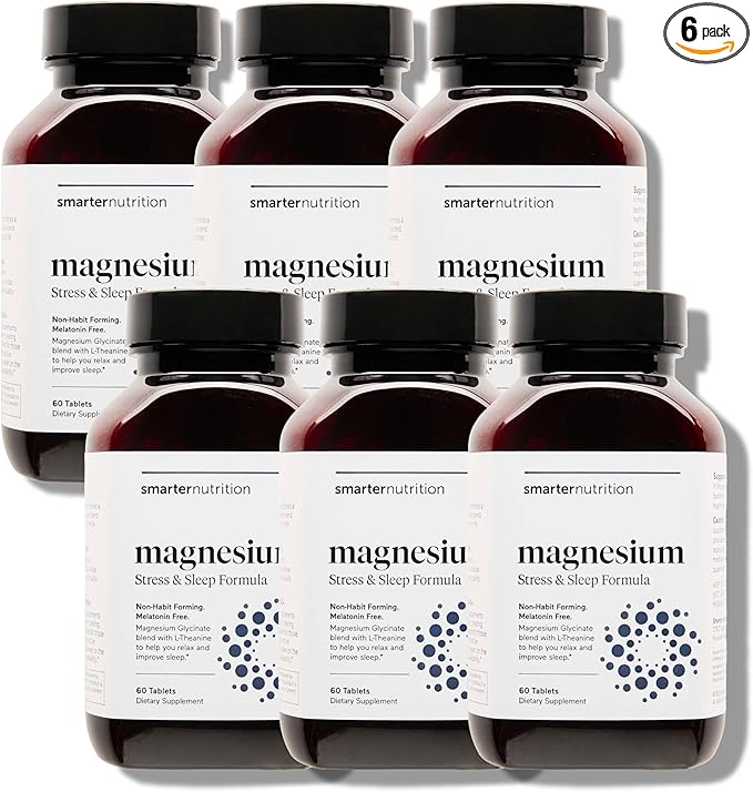 Smarter Nutrition Magnesium Complex - Chelated Magnesium Glycinate + Citrate, Malate for Sleep, Relaxation, Muscle & Nerves + Clinically Proven L-Theanine, Non-GMO-360 Tablet[180-Day Supply]