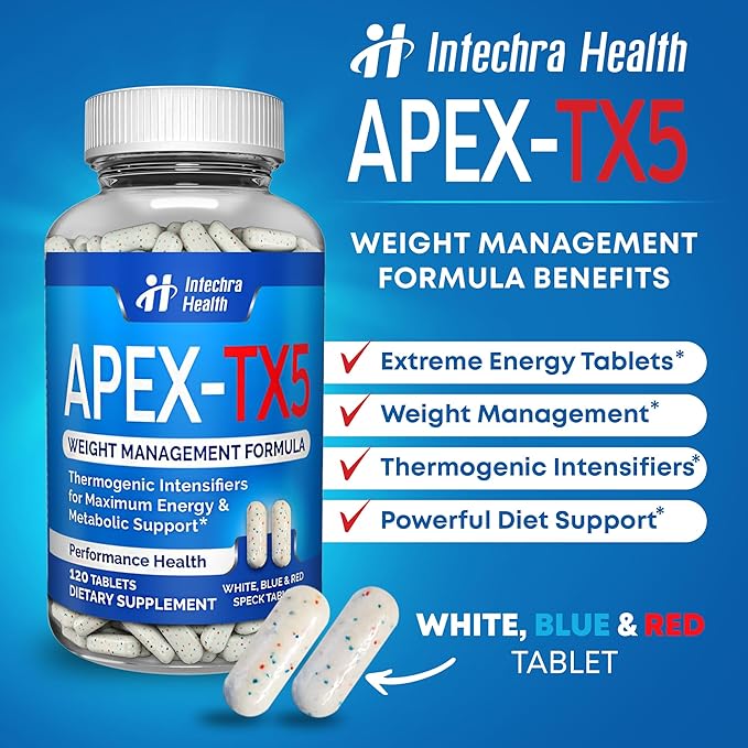 Weight Management Dietary Supplement 120 White Blue Red Speck Tablets Manufactured in the USA Highest Professional Quality