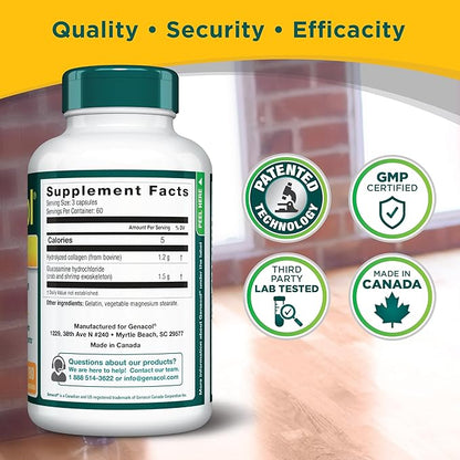 Genacol Glucosamine and Collagen Joint Supplement Glucosamina Colageno | Lubricates, Protects and Maintains Heathy Joints | Relieves Joint Discomfort Plus 180 Capsules