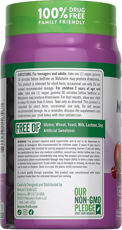 Nature's Truth Melatonin Gummies | 1mg | 60 Count | Cherry Pomegranate Flavor | Vegan, Non-GMO & Gluten Free Supplement