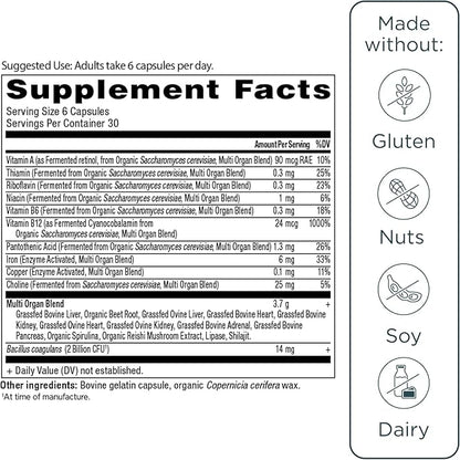 Ancient Nutrition Organ Supplements, Grass-Fed and Wild Organ Complex Capsules, Liver, Heart, Kidney Supports Organ, Cognitive, and Immune System Health, 180 Ct