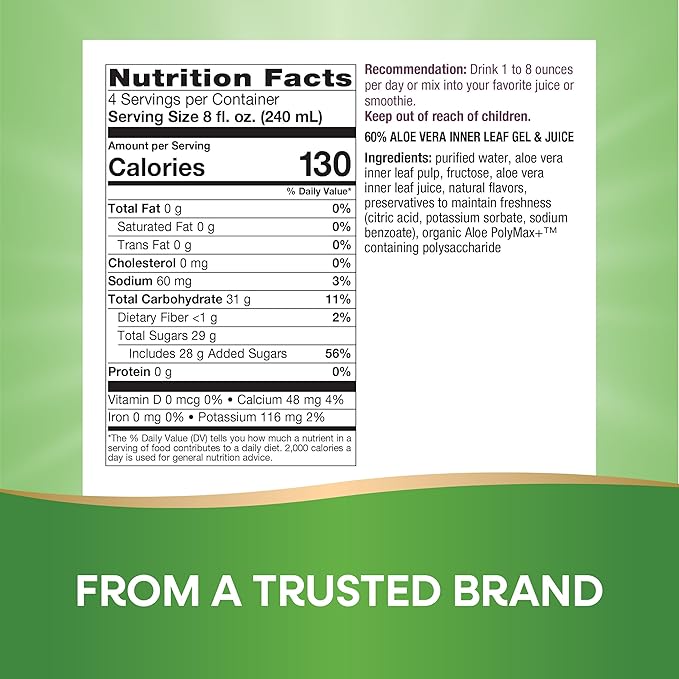 Nature's Way Aloe Vera Inner Leaf Gel & Juice, with Aloe Polymax+, 60% Purified, International Aloe Science Council Certified, Wild Berry Flavored, 33.8 fl oz