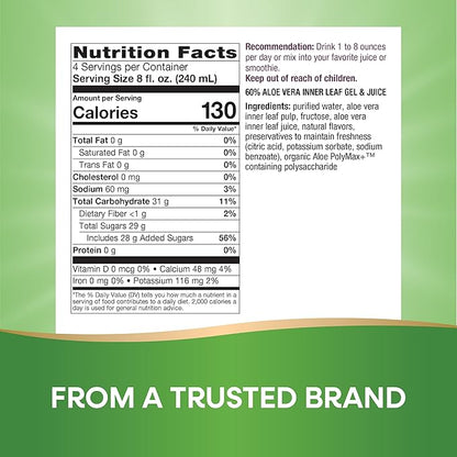 Nature's Way Aloe Vera Inner Leaf Gel & Juice, with Aloe Polymax+, 60% Purified, International Aloe Science Council Certified, Wild Berry Flavored, 33.8 fl oz