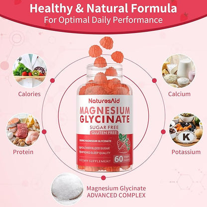 Magnesium Glycinate Gummies 1000mg - Sugar Free Magnesium Potassium Supplement with Vitamin D, B6, CoQ10 for Calm Mood & Sleep Support - 120 Strawberry Gummies -2 Pack