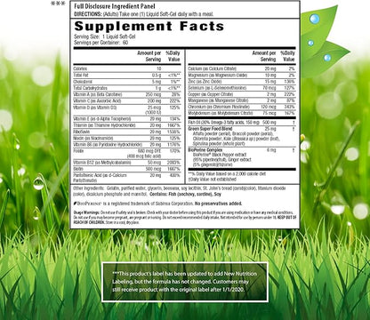 Irwin Naturals Only One Liquid-Gel Multi - 60 Liquid Softgels - No Iron Daily Essential Vitamins, Minerals, Antioxidants, Omega-3 & Green Super Foods
