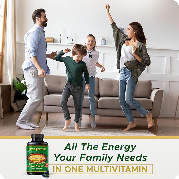 Life's Fortune Multivitamin & Mineral, All Natural Energy Source for Men & Women Supplying Whole Food Concentrates, Antioxidants, Amino Acids, Enzymes, Trace Minerals & More, 180 Count (Pack of 1)