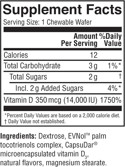 14,000 IU Vitamin D3 Cholecalciferol Vitamin D Deficiency Once-Weekly Chewable Wafer, Non-GMO, Natural Orange Flavor, 8 Tablets (Pack of 2)