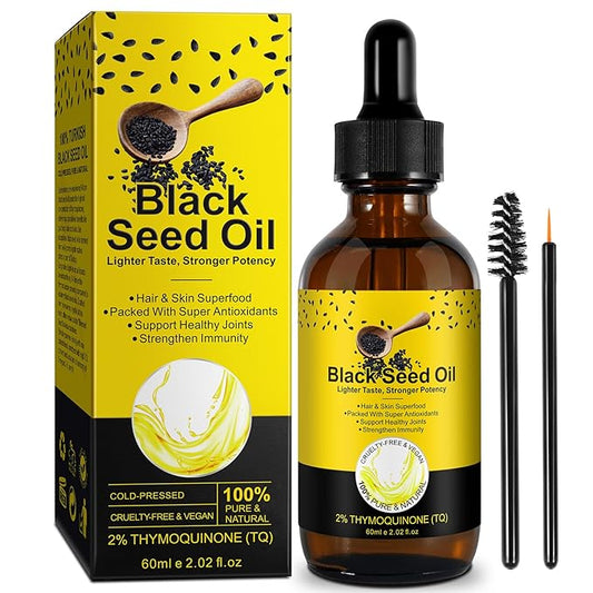 Organic Black Seed Oil Black Seed Oil Organic Cold Pressed 100% Pure And Natural Liquid, Enriched With High Tq & Dynamic Harmony Of Omegas 3 6 9 For Dry Damaged Hair Growth Skin Care Nourishment