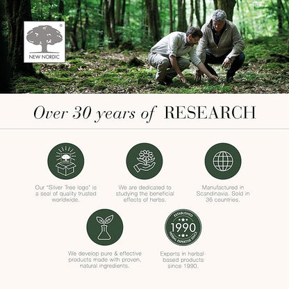 New Nordic Magnesium Glycinate, 220 mg Maximum Absorption Tablets with Pine Bark & Long Pepper, Gentle on Stomach for Women & Men, 30 Servings