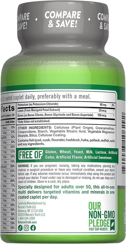 Nature's Truth Multivitamin for Adults 50+ | Non-GMO & Gluten Free Daily Supplement | Plus Vitamin D, C, and B Vitamins
