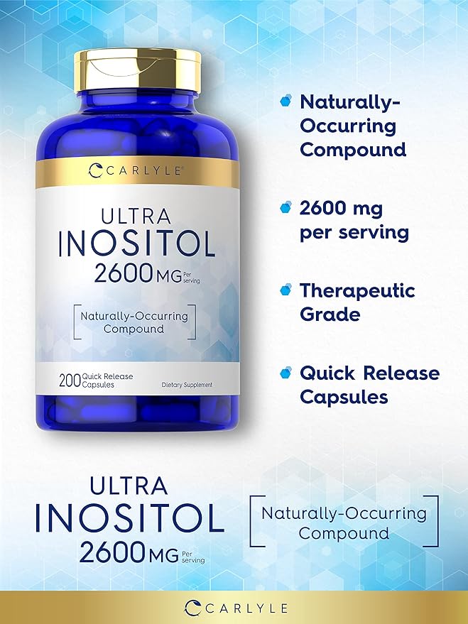 Carlyle Inositol Supplement | 2600mg Capsules | 200 Count | Non-GMO, Gluten Free Myo-Inositol Supplement