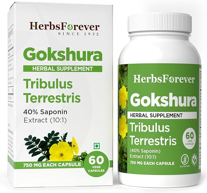 Tribulus Terrestris Gokshura 750mg | 30% Saponins, 60 Vegan Capsules | Ayurvedic Supplement for Vitality, Energy, Stamina & Wellness Support