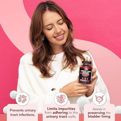 Potent Cranberry Gummies 1500mg with D Mannose - Urinary Tract Health for Women & Men, Urinary Flush & Bladder Fast-Acting Support Supplements with Hibiscus Powder, 180 Count