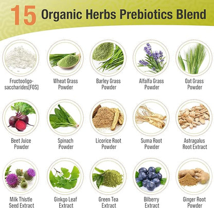 Probiotics for Women & Men - 300 Billion CFU, 22 Strains + 15 Organic Herbs Prebiotics Blend, Daily Probiotic for Digestive Health, Immune, Gut, Bloating - 240 Vegetarian Capsule (240-Days Supply)