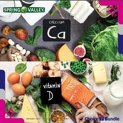 Spring Valley Calcium 500 mg Plus Vitamin D 25 mcg Bone Health Dietary Supplement Gummies, 100 Ct 3 pk (300 Total) + Vitamin Guide and Pill Container (5 Items)!