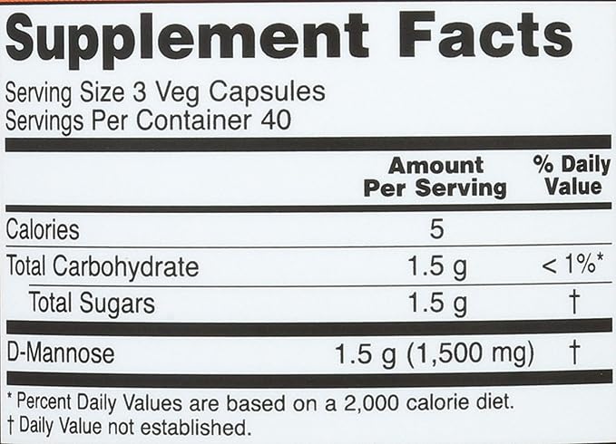 Now Foods D-Mannose, 120 Caps 500 mg (Pack of 3)