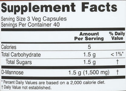 Now Foods D-Mannose, 120 Caps 500 mg (Pack of 3)