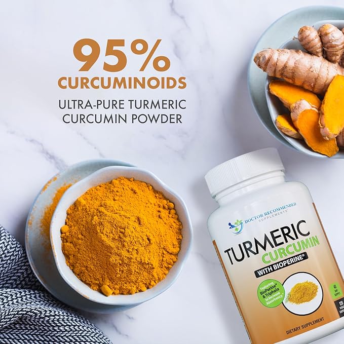 Turmeric Curcumin Supplement - 2250mg/d - Veggie Caps - 95% Curcuminoids with Black Pepper Extract (Bioperine) - 750mg Capsules - 100% Organic - Most Powerful Turmeric (Pack of 2)