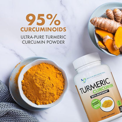 Turmeric Curcumin Supplement - 2250mg/d - Veggie Caps - 95% Curcuminoids with Black Pepper Extract (Bioperine) - 750mg Capsules - 100% Organic - Most Powerful Turmeric (Pack of 3)