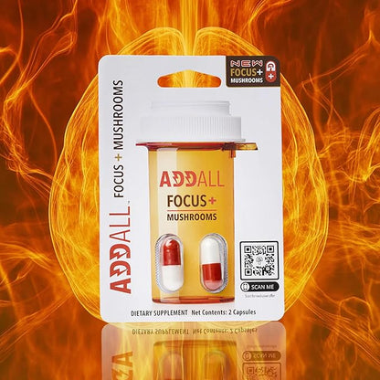 Focus + Mushrooms Memory Supplement (12 Pack) #1 Effective Alternative Brain Supplement Substitute Pills Nootropic & Energy | No Crash | Science Backed Formula | USA Made