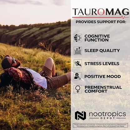 Nootropics Depot Tauromag Capsules | 800mg Magnesium N-Acetyl Taurinate | 30 Count