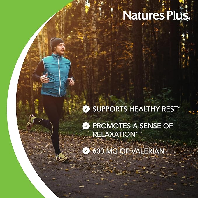 Natures Plus Herbal Actives Valerian Extended Release Tablets - 600 mg, 30 Vegan Tablets - Vegetarian, Gluten-Free - 30 Servings