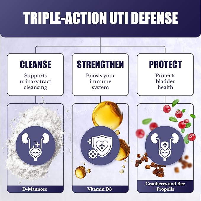 UroBliss Formula for Urinary Tract Support - D Mannose 1000mg Capsules with Cranberry Extract for Feminine Care and UTI-Health, 60 Capsules