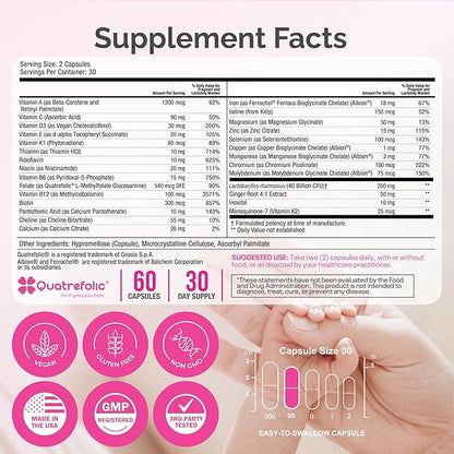 Power By Naturals Prenatal Probiotic Blend Vitamins w/Methylfolate, B12, Iron, Ginger & 27+ Essential Nutrients for Healthy Pregnancy, Prenatal Probiotics for Women, Pregnancy Probiotic, 60 Capsules