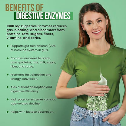 Dr. Vitamin Multi Enzymes, Pre and Probiotics for Digestive Health | 18 Active Enzymes & 1.5 Billion CFU Probiotics for Women & Men | Digestive Enzymes w/Prebiotics for Bloating Relief | 60 Capsules