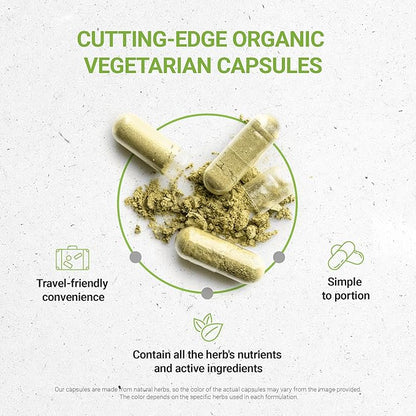 Chamomile USDA Organic 60 Capsules | High-Potency Herbal Organic Capsules | Made with Organic Vegetarian Capsules and Organic Chamomile (Matricaria recutita) Dried Flower (60 Capsules)