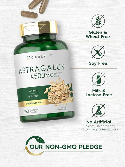 Carlyle Astragalus Root Capsules 4500mg | 150 Count | Vegetarian, Non-GMO, Gluten Free Supplement