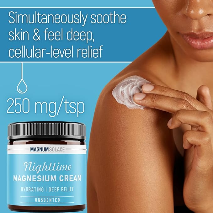 Magnesium Lotion – Hydrating Nighttime Magnesium Cream – Apply to Legs, Arms or Chest - Topical Magnesium Chloride – USA Made and Safe for Kids (Unscented)