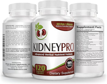 Kidney-Pro: with 21 Kidney Health Supplements in 1 Formula (Total Kidney Support),120 capsules.