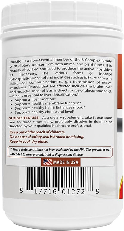 Best Naturals Pure inositol Powder (Vitamin B8), 1 Lb Supports Healthy Liver Function, Promotes Cellular Detoxification & Supports Membrane Function