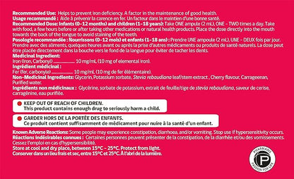 SaFe+ Liquid Iron for Children | Great Tasting Cherry Flavor | Easy to Use 20mg/2mL Iron per ampule | 30 Unit-Doses (2 ml Each) I Sugar Free & Allergen Free I Maintain Physical & Mental Wellbeing