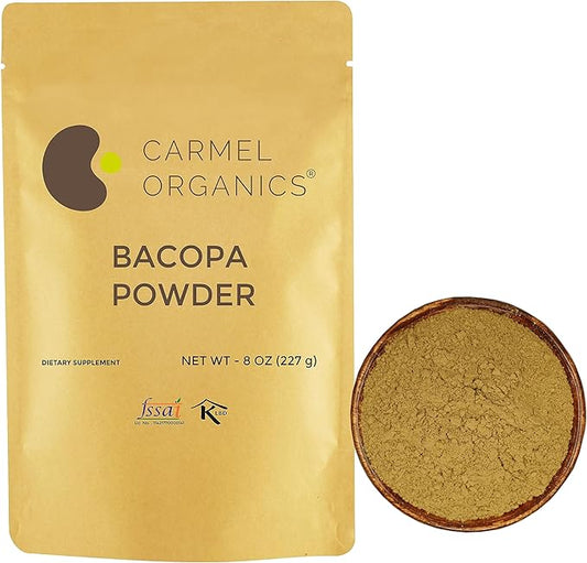 CARMEL ORGANICS Bacopa Monnieri/Brahmi Powder | 8 Ounce or 0.5 Lb/ 227 Grams(Pack of 1) | Natural and Pure Bacopa Powder Non-GMO | No Added Preservative