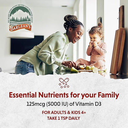 Barlean's Liquid Vitamin D, 5000 IU D3, Strawberry Milkshake Flavored for Kids and Adults, Maximum Absorption, Non-GMO, Gluten-Free - 5.6 oz