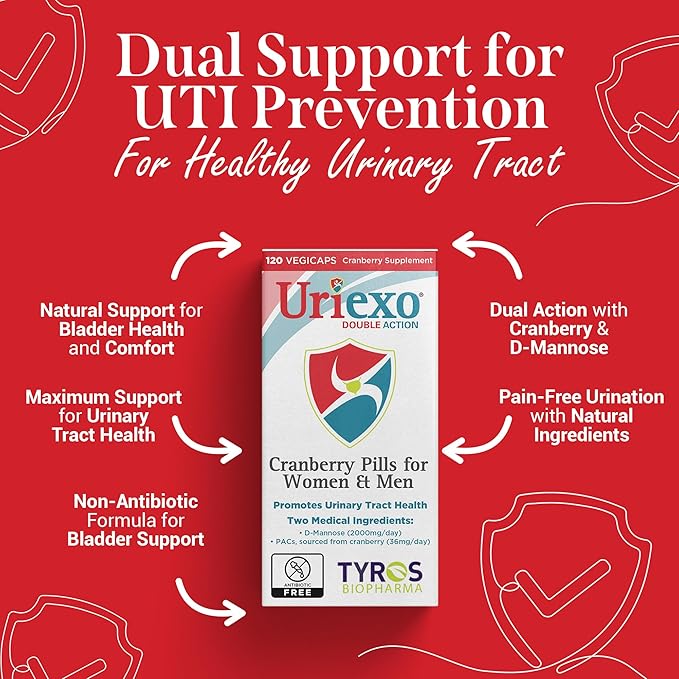 Double Action Cranberry Capsules – Urinary Tract Supplement for Women and Men, Supports Urinary Health – Experience The Benefits for Wellness and Confidence