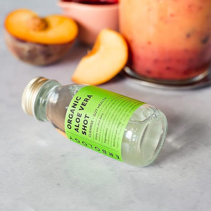 Erbology Organic Aloe Vera Juice 12 Daily Shots (2 fl oz) - Immunity Support and Detox - from Inner Leaf - Straight from Farm in Spain - Undiluted - No Added Sugar - Non-GMO - Recyclable Glass Bottle