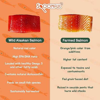 Spoonful Salmon Squeeze - 100% Natural Wild-Caught Alaskan Salmon Oil – 2,000 mg Omega-3 Softgel, 60 Squeezeable Softgels | DHA, EPA & Natural Astaxanthin, Non-GMO, Sustainable, Made in USA (60)