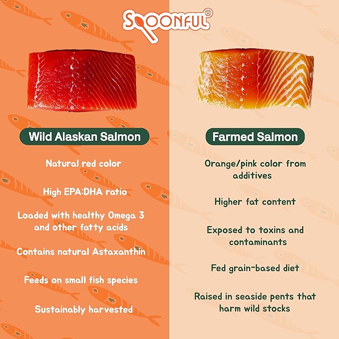 Spoonful Salmon Squeeze - 100% Natural Wild-Caught Alaskan Salmon Oil – 2,000 mg Omega-3 Softgel, 10 Squeezeable Softgels | DHA, EPA & Natural Astaxanthin, Non-GMO, Sustainable, Made in USA (10)