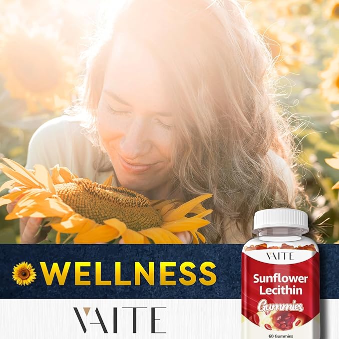 Sunflower Lecithin Extract Gummies 800mg - Vegan, Non-GMO, Soy-Free & Gluten-Free - Cognitive Health & Daily Nutrition - Easy-to-Digest, Plant-Based Wellness Chews for Adults - 60 Chewables
