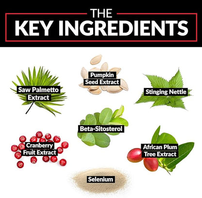 Force Factor Prostate, Saw Palmetto and Beta Sitosterol Supplement for Men, Prostate Health Support, Size Support, Urinary Relief, Bladder Control, Reduce Nighttime Urination, 60 Count (Pack of 2)