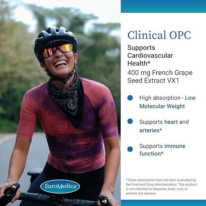 Euromedica Clinical OPC - Cardiovascular Health & Focus Support Supplement - Dietary Supplement with Grape Seed Extract & Sunflower Lecithin - Immune Support Supplement Formula - 60 Softgels