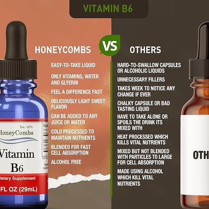 Vitamin B6 (Pyridoxine) Drops – Liquid Vitamin B Drops for Natural Brain Function Support, Blood Vessels & Immune Support – Liquid Vitamin Mood Supplement – Alcohol-Free Health Supplement (1 Fl Oz)