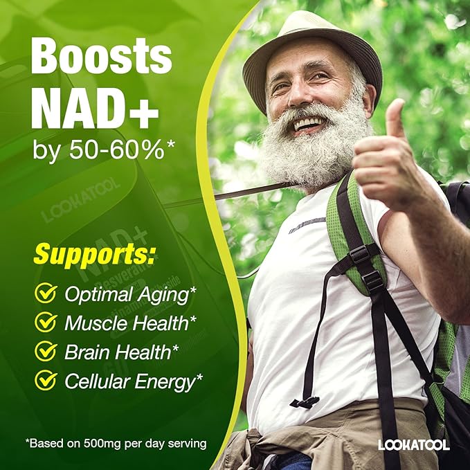 NAD+ Resveratrol Supplement, Liposomal Resveratrol, Quercetin NR Supplement for Anti-Aging, Focus, Energy, 60 Capsules