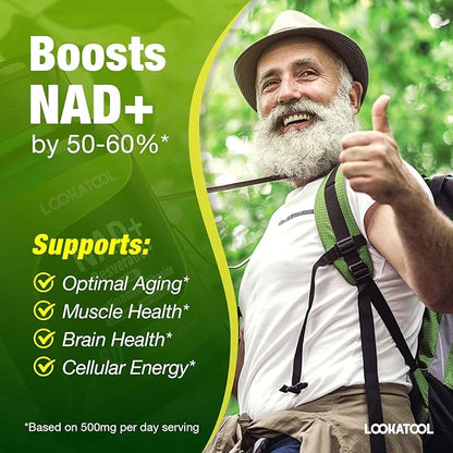 NAD+ Resveratrol Supplement, Liposomal Resveratrol, Quercetin NR Supplement for Anti-Aging, Focus, Energy, 60 Capsules