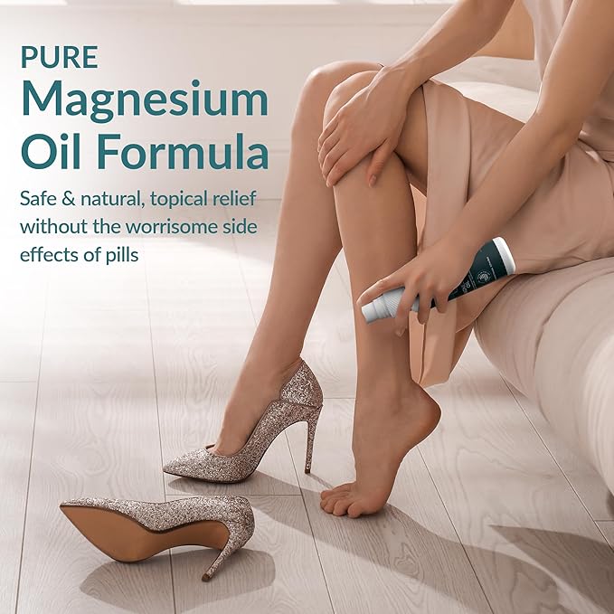 Pure Magnesium Oil Spray Bottle with Lavender - Topical Magnesium Body Spray for Feet, Muscle Pain, Leg Cramps & Sleep, Fast Absorption Natural & Organic - Made in USA, 8oz