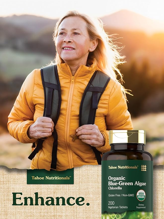 Carlyle Chlorella Blue Green Algae 250mg | 200 Tablets | Vegetarian, Non-GMO, Gluten Free Supplement | Tahoe Nutritionals