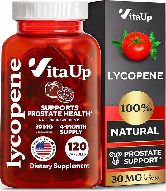 Lycopene Supplements for Men 30 mg - USA Made - Prostate Supplements for Men - Lycopene Supplement for Prostate, Skin & Antioxidant Support - 120 Count